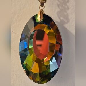 Multicolor Oval Crystal Prism Pendant Necklace